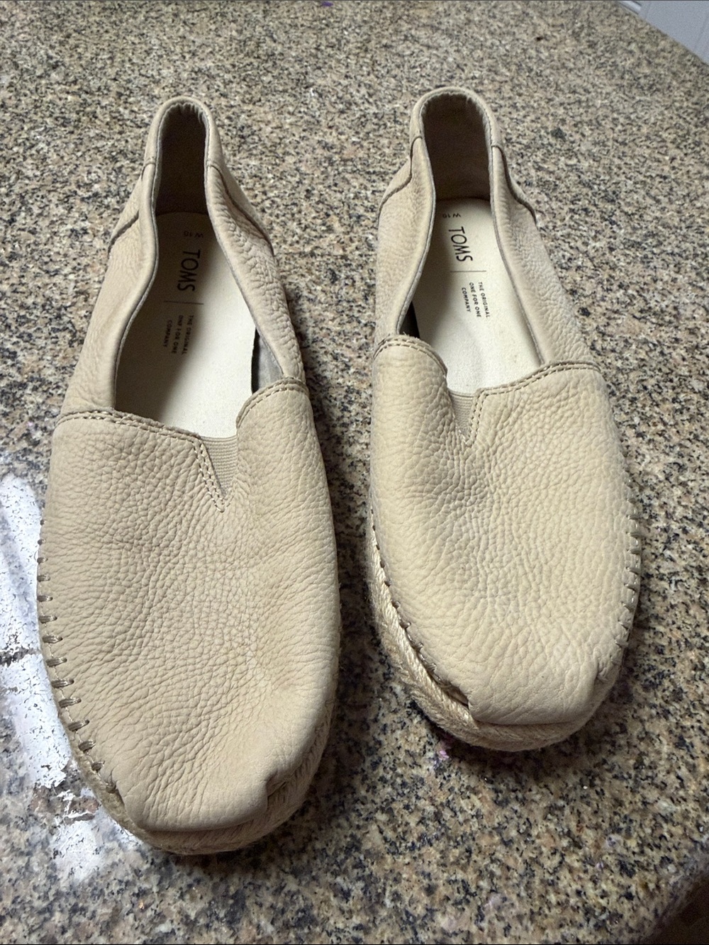 Toms Women's Cream Textured Leather Espadrilles